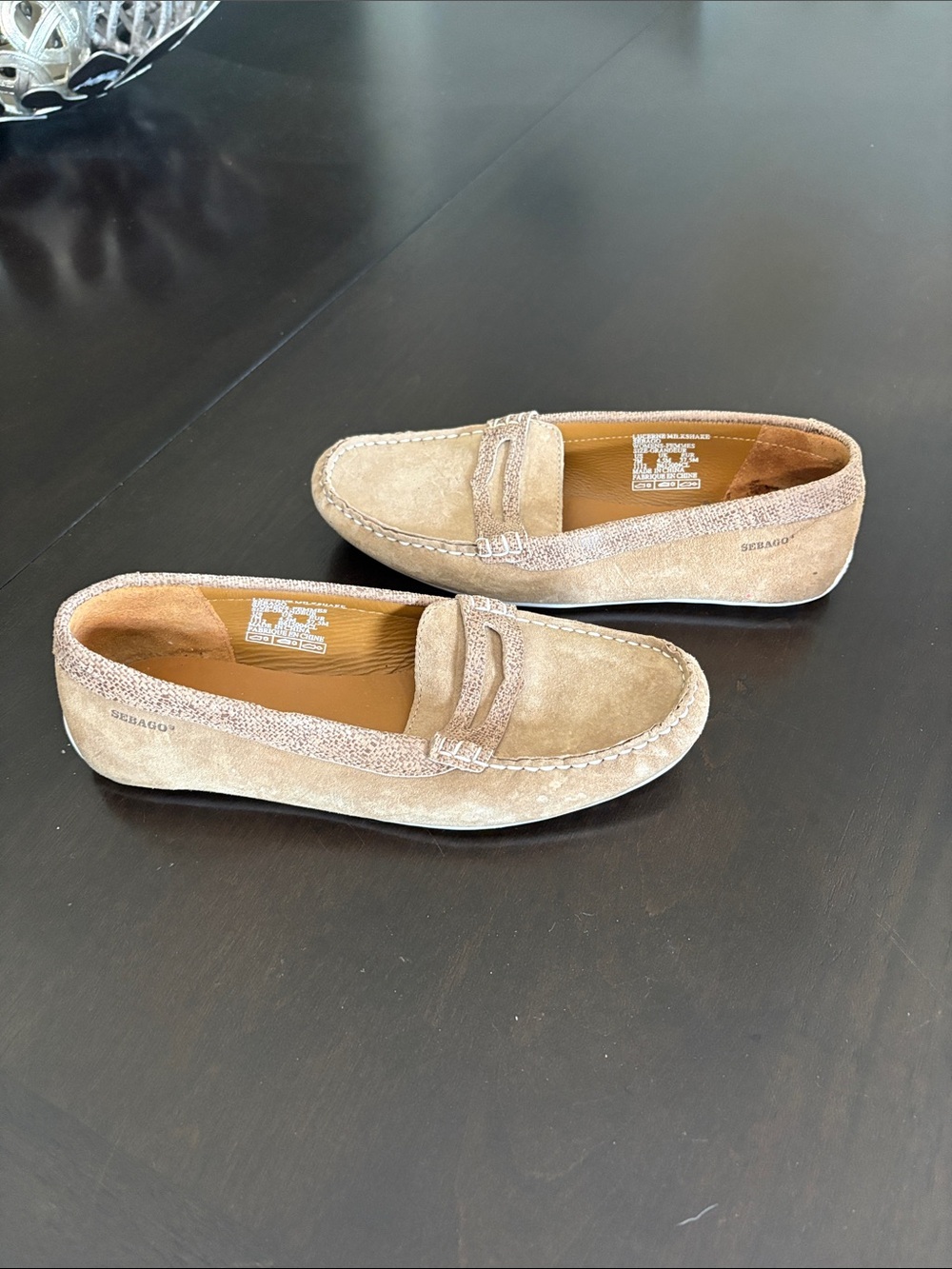 Sebago Beige Suede Penny Loafers